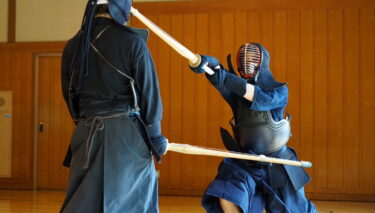 A scene in which a sword is being struck at an opponent. It is very powerful.